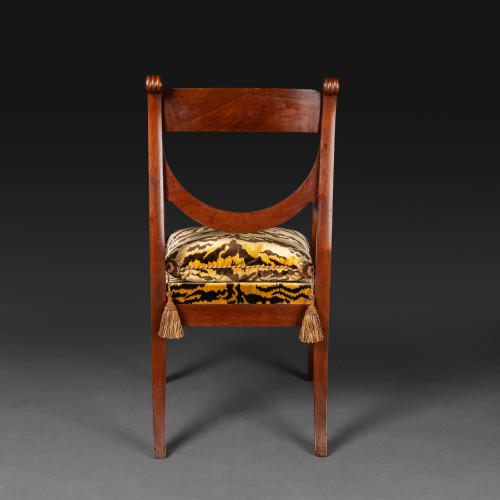 Antiquités - Jacob Desmalter - fauteuil de bureau à chassis en acajou et velours de soie - Empire,