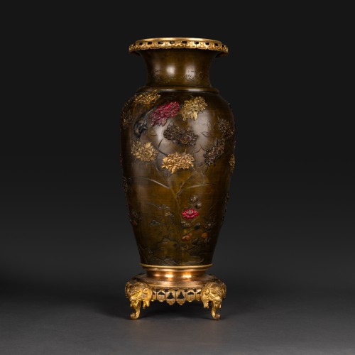Objet de décoration Cassolettes, coupe et vase - Escalier de Cristal, vers 1880 (E. Lièvre) - très important vase Sentoku, Japon ère M