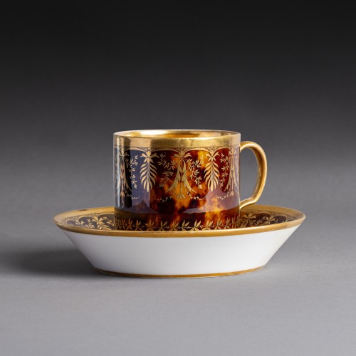 Antiquités - Dihl And Guerhard, Consulate And Empire Periods—chocolate Cup And Saucer—to