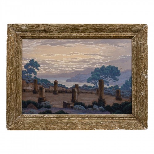 François-Etienne Lahaye (1878-1949) A Large-scale Symbolist View Of The Ruins Of Tipasa