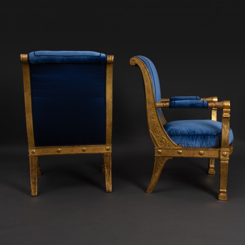 Jacob Desmalter, Percier Fontaine - Pair Of Ceremonial Armchairs Delivered  - Empire