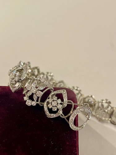20th century - Bracelet In White Gold Entirely Set With Diamonds For A Weight Of 7 Carats