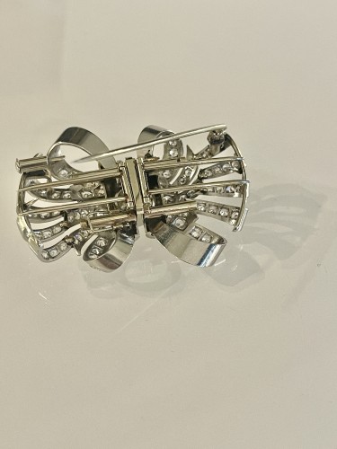 Double clip formant broche en or et diamants - Bijouterie, Joaillerie Style Art Déco