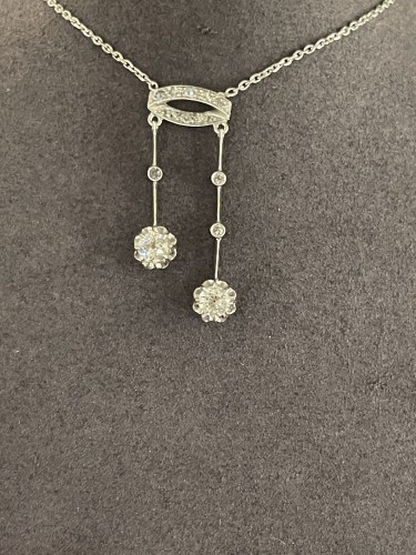 Old mine cut diamonds necklace circa 1930 - Antique Jewellery Style Art Déco