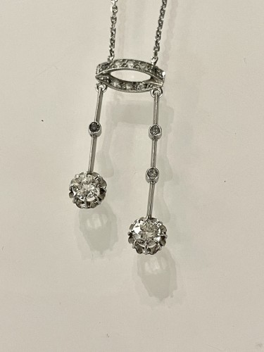 20th century - Old mine cut diamonds necklace circa 1930