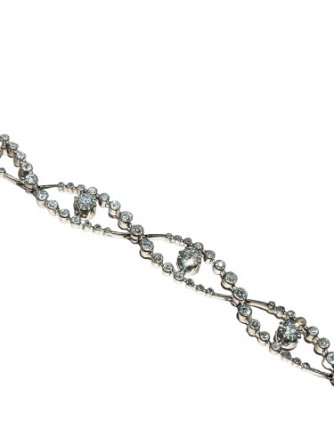 Garland Bracelet In Platinum And Diamonds - Antique Jewellery Style Art nouveau