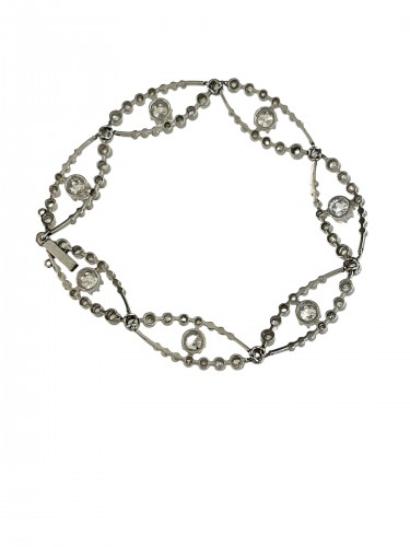 Garland Bracelet In Platinum And Diamonds - Art nouveau
