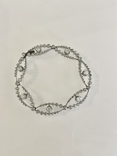 Art nouveau - Garland Bracelet In Platinum And Diamonds