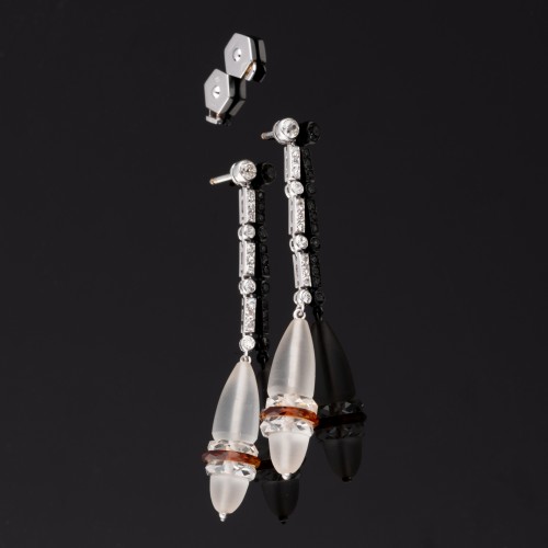 XXe siècle - Pendants d'oreilles d'époque Art-Déco