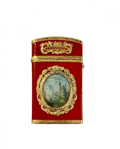 Etui souvenir d'amitié Louis XVI en laque de couleur corai