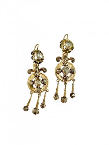 Earrings In Gold And Diamonds Circa 1840