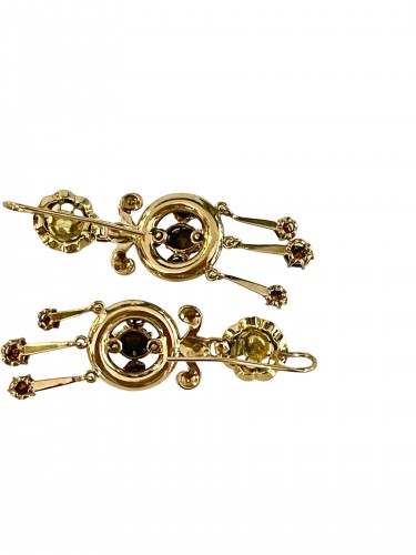 Earrings In Gold And Diamonds Circa 1840 - Antique Jewellery Style Louis-Philippe