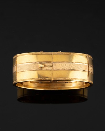 Bracelet Napoléon III en or, perles, diamants et émail - Bijouterie, Joaillerie Style Napoléon III