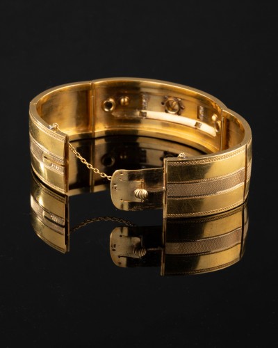 Antique Jewellery  - Bracelet In Gold, Pearls, Diamonds And Napoleon III Enamel