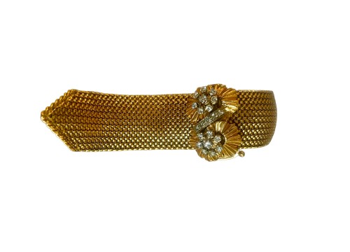 Bracelet ruban en or et diamants vers 1950
