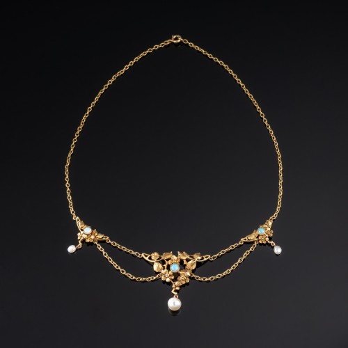 Antique Jewellery  - Art - Nouveau opals pearls gold necklace