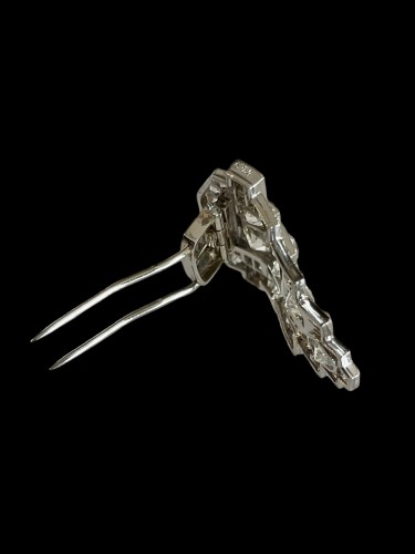 Bijouterie, Joaillerie Broche - Mellerio dit Meller - Clip de revers en platine époque Art déco