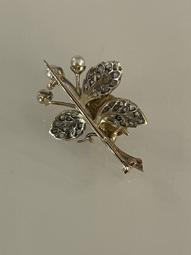 Antique Jewellery  - “turtle” Brooch In Gold, Silver And Diamonds