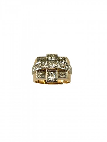 Gold, Platinum And Diamond Tank Ring