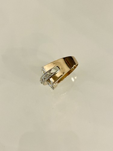 Bijouterie, Joaillerie Bagues - Bague Tank en or jaune, platine et diamants