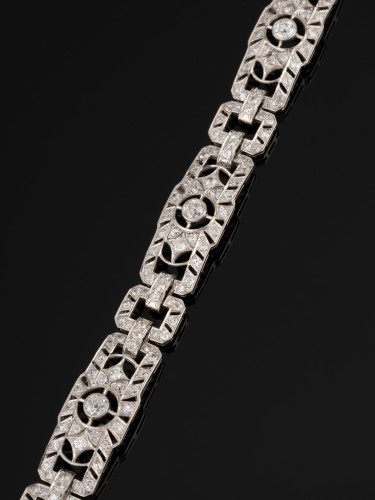 Bracelet Ruban en platine, or et diamants - Bijouterie, Joaillerie Style Art Déco