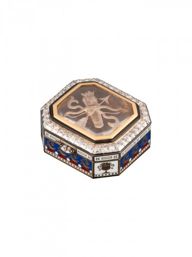 Box In Gold, Enamel, Rock Crystal And Diamonds