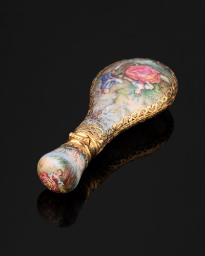 Large Napoleon III Gold And Enamel Salt Bottle - Objects of Vertu Style Napoléon III