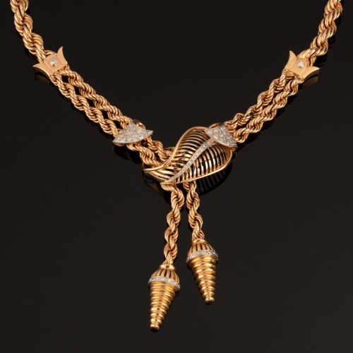 Antique Jewellery  - Gold And Diamond Necklace Circa 1950