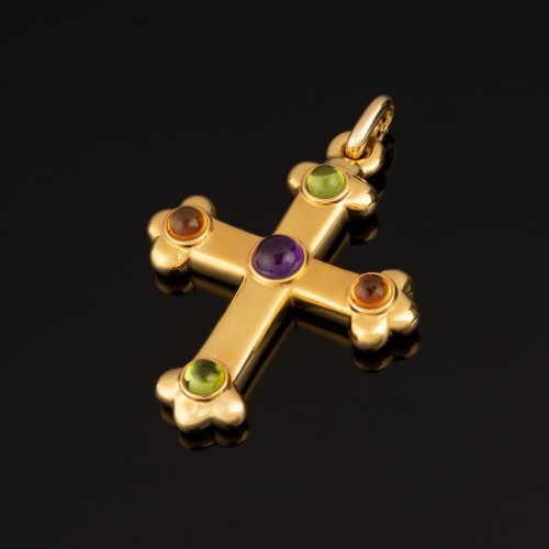 Importante croix en or et pierres fines - Bijouterie, Joaillerie Style Années 50-60