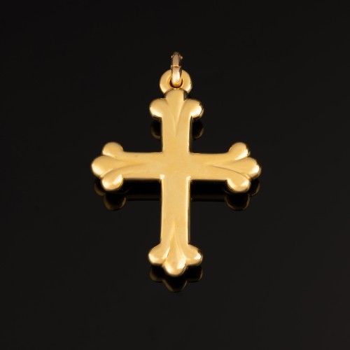 Bijouterie, Joaillerie Pendentif, Collier - Importante croix en or et pierres fines