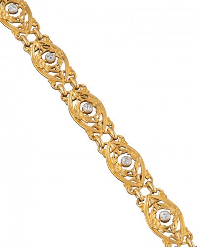 Gold And Diamond Bracelet 19 th century - Antique Jewellery Style Art nouveau