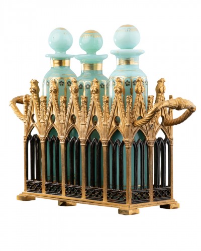 Opaline And Gilt Bronze  Carmelite Melissa Water Bottle Cellar