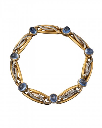 Bracelet Art nouveau en or, saphirs et diamants