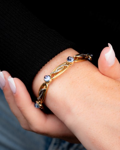 Bijouterie, Joaillerie Bracelet - Bracelet Art nouveau en or, saphirs et diamants