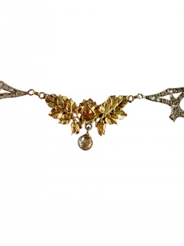 Art Nouveau Necklace In Gold And Diamonds - Antique Jewellery Style Art nouveau