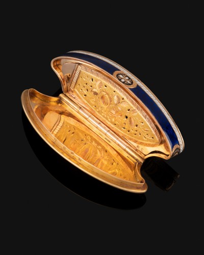 XIXe siècle - Vinaigrette en or et émail par Moulinié et Bautte