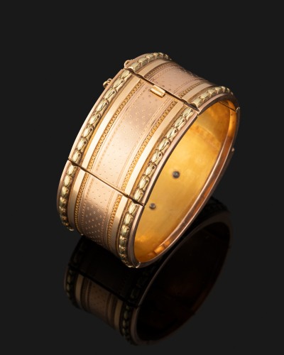 Colored Gold Cuff Bracelet - Antique Jewellery Style Napoléon III