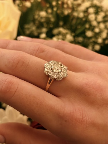 Bague Pompadour en or et diamants de taille ancienne - Art nouveau