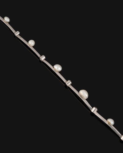 Platinum Necklace With Fine Pearls And Diamonds - Antique Jewellery Style Art nouveau