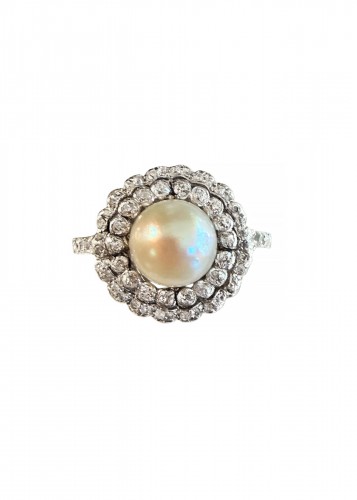 Bague en or, diamants et perle fine