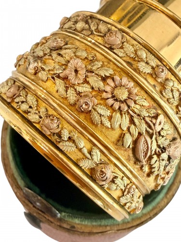 XVIIIe siècle - Lorgnette d'époque Restauration en or de couleurs