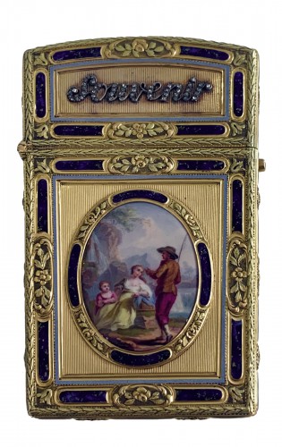 Carnet de Bal en Or, émail et diamants, travail d'époque Louis XVI