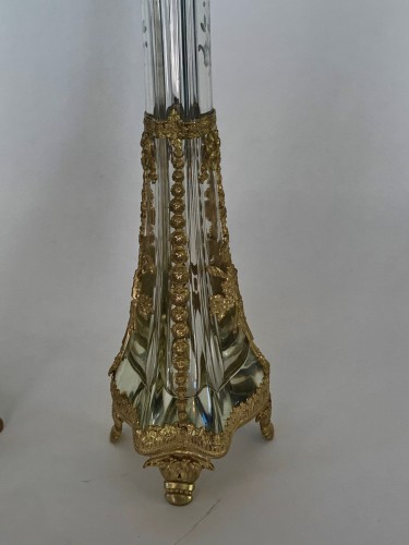 Verrerie, Cristallerie  - Baccarat - Paire de grands soliflores en cristal et bronze doré