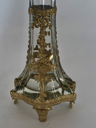 Baccarat - Paire de grands soliflores en cristal et bronze doré - 