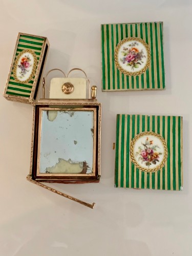 Nécessaire à secrets en or et porcelaine du XVIIIe siècle, Miniature par Campana - Louis XVI