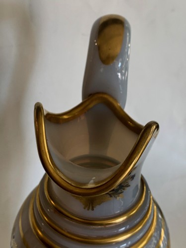 Aiguière en Opaline "bulle de savon" décor par Desvignes - Restauration - Charles X