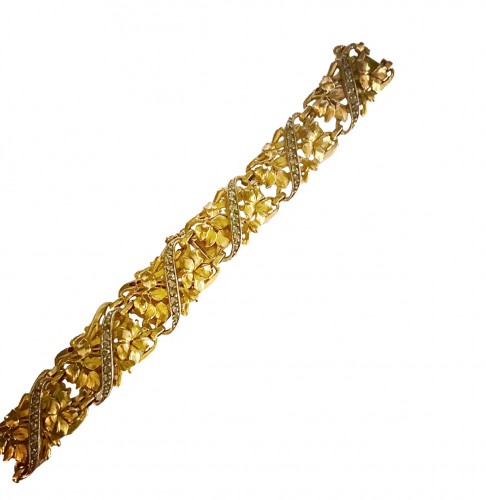 Bracelet Art-Nouveau en or et diamants