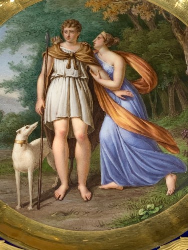 Pair of plates in Paris porcelain. by Rihouet and Schoelcher - Porcelain & Faience Style Restauration - Charles X