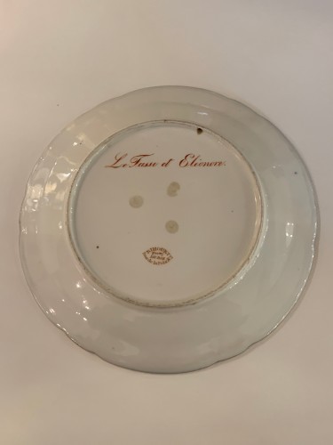 Pair of plates in Paris porcelain. by Rihouet and Schoelcher - Restauration - Charles X