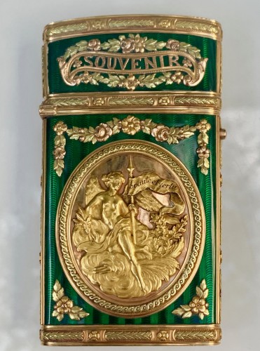 Antiquités - Carnet de Bal en or et émail d'époque Louis XVI
